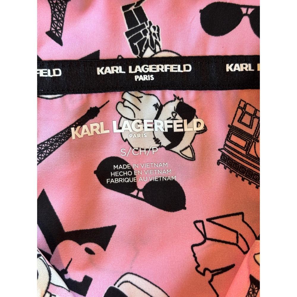 Karl Lagerfeld Small Pajama Set Womens Pink Paris Graphic Short Sleeve PJ Set - Picture 7 of 7